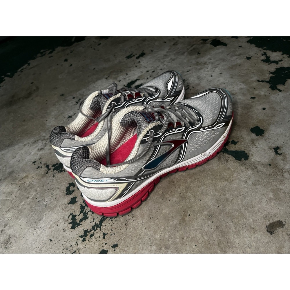 Brooks Ghost 7 Running Shoes Silver/Red Women's Size 11 Athletic Sneakers